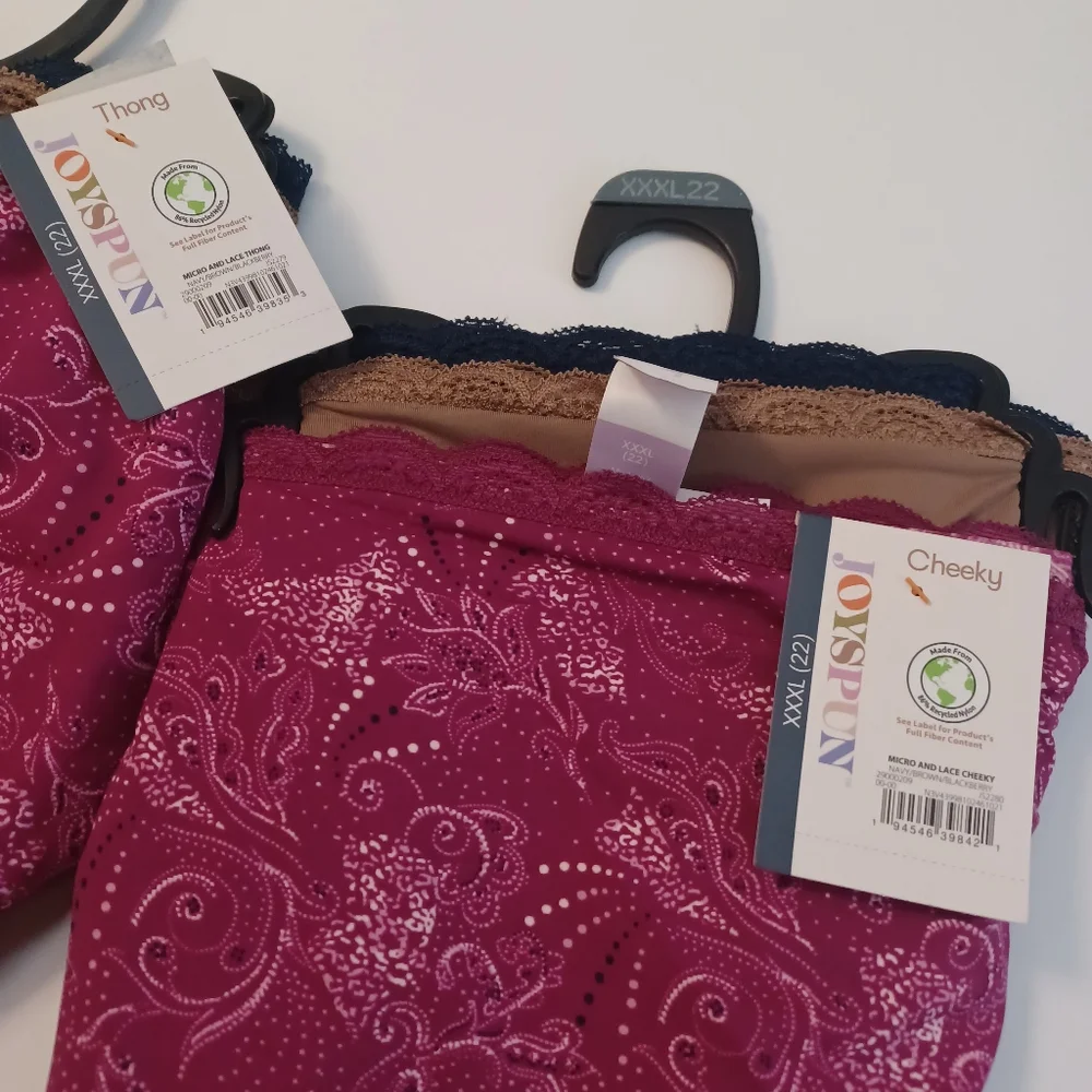 NEW JoySpun Lot Of 3 Pairs Cheeky And 3 Pairs Thong Underware Sz XXXL 22